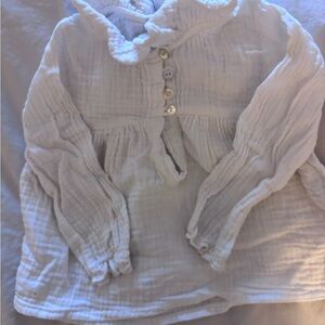 Bobine Paris White Toddler Girls Ruffled Button-Up Blouse 2T